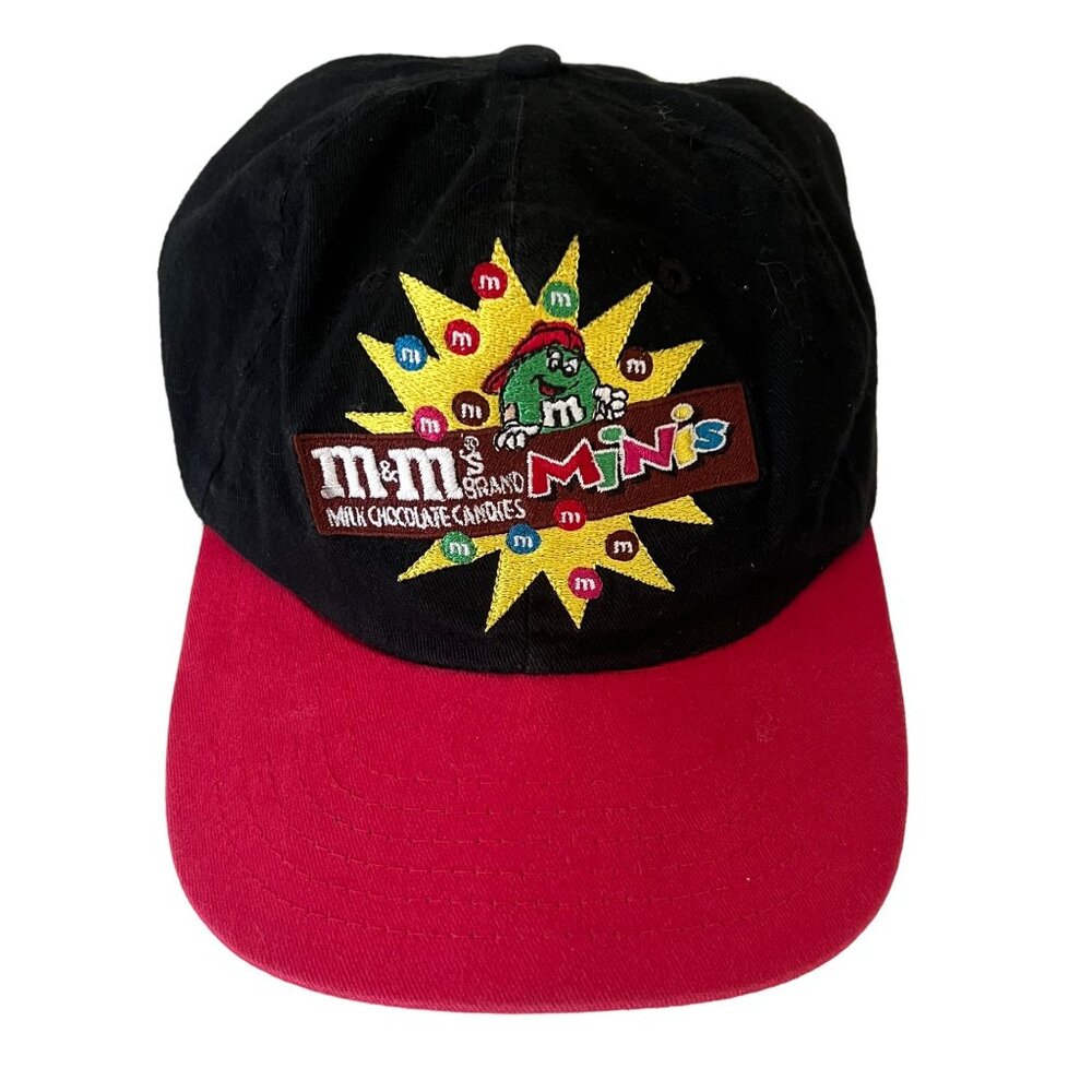 M&M's Minis Baseball Cap Kids‎ OSFA Black Red 1997 Vintage Snapback Hat